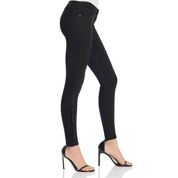 BLANKNYC Intro Black Ankle Skinny Stretch NWT Womens Jeans size 30 Faux Lace Up - Picture 1 of 7